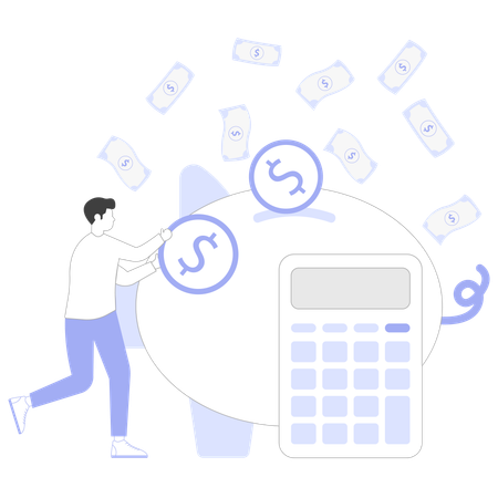 Geschäftsmann macht Finanzplanung  Illustration