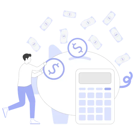 Geschäftsmann macht Finanzplanung  Illustration