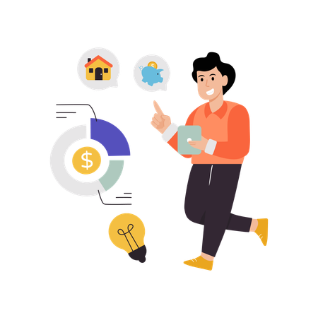 Geschäftsmann macht Finanzplanung  Illustration