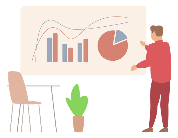 Geschäftsmann macht Geschäftspräsentation  Illustration