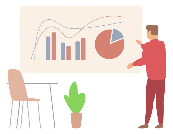 Geschäftsmann macht Geschäftspräsentation  Illustration