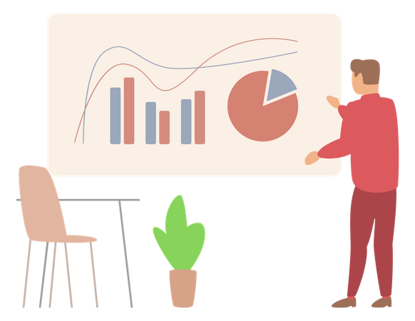 Geschäftsmann macht Geschäftspräsentation  Illustration