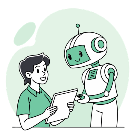 Geschäftsmann bei der KI-Zusammenarbeit  Illustration