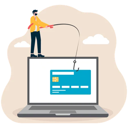 Geschäftsmann macht Karten-Phishing  Illustration