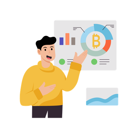 Geschäftsmann macht Kryptoanalyse  Illustration