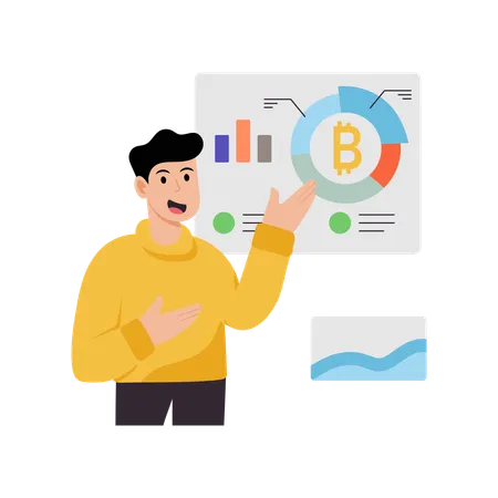 Geschäftsmann macht Kryptoanalyse  Illustration