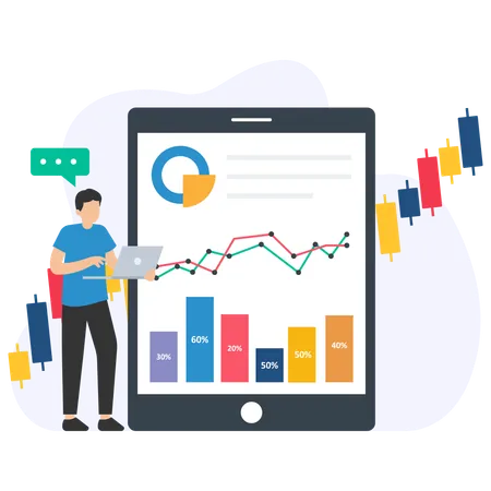 Geschäftsmann macht Marketinganalyse  Illustration