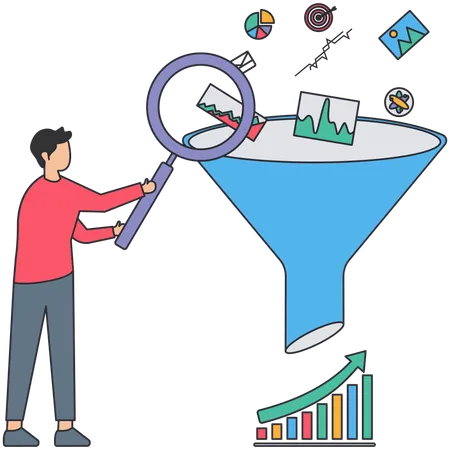 Geschäftsmann macht Marketinganalyse  Illustration