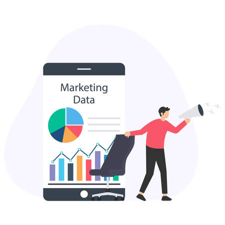 Geschäftsmann macht Marketinganalyse  Illustration