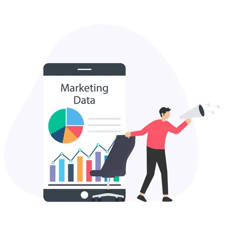 Geschäftsmann macht Marketinganalyse  Illustration