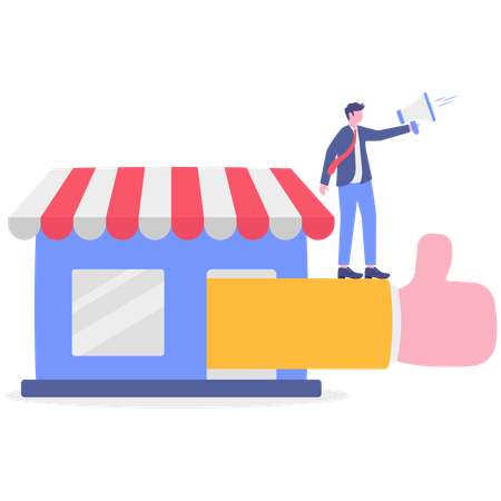 Geschäftsmann macht Marketingwerbung  Illustration