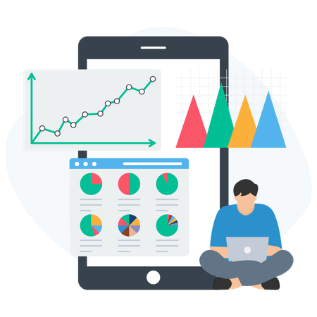 Geschäftsmann macht Markt-Dashboard  Illustration