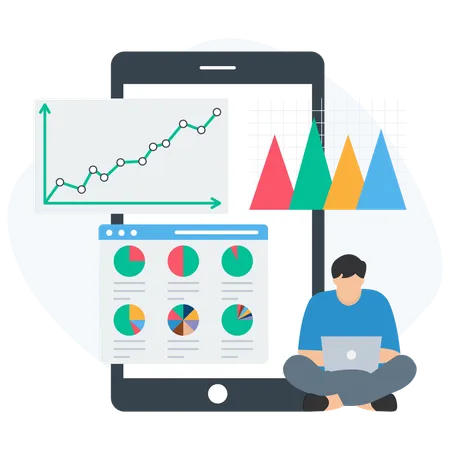 Geschäftsmann macht Markt-Dashboard  Illustration