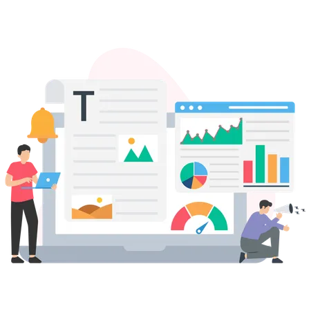 Geschäftsmann macht Marktanalyse  Illustration