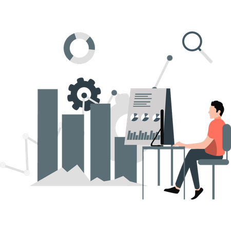 Geschäftsmann macht Marktanalyse  Illustration