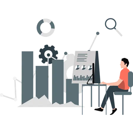 Geschäftsmann macht Marktanalyse  Illustration