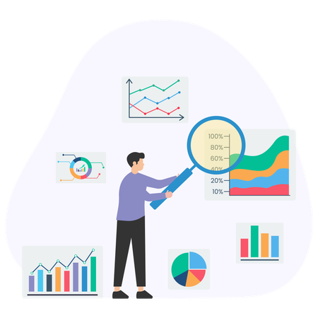 Geschäftsmann macht Marktanalyse  Illustration