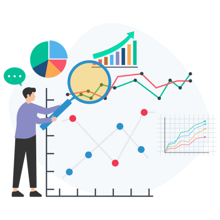 Geschäftsmann macht Marktanalyse  Illustration