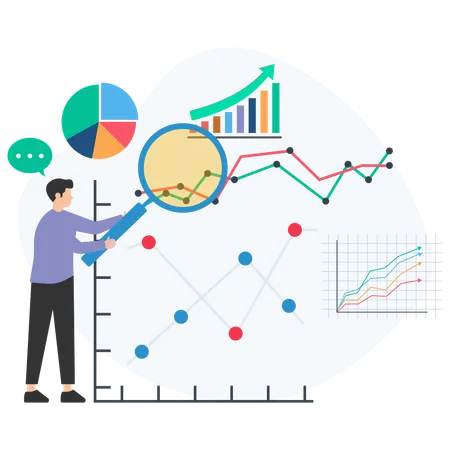 Geschäftsmann macht Marktanalyse  Illustration