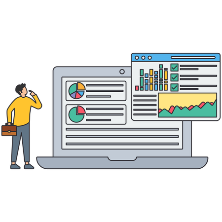 Geschäftsmann macht Marktanalysen  Illustration