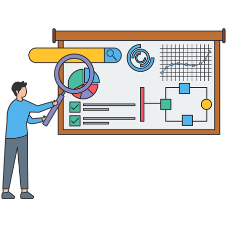 Geschäftsmann macht Marktanalyse  Illustration