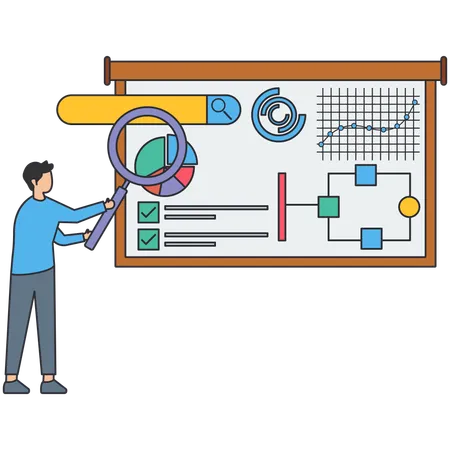 Geschäftsmann macht Marktanalyse  Illustration