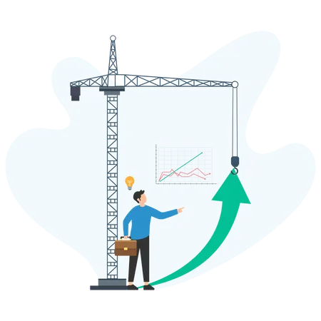 Geschäftsmann macht Marktanalyse  Illustration