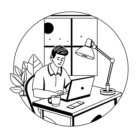 Geschäftsmann macht Nachtarbeit  Illustration