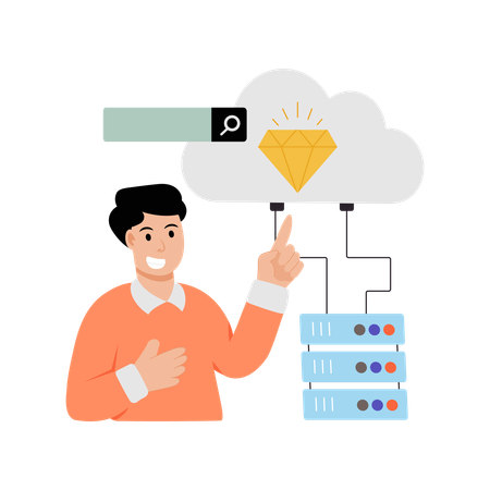 Geschäftsmann macht Premium-Hosting  Illustration