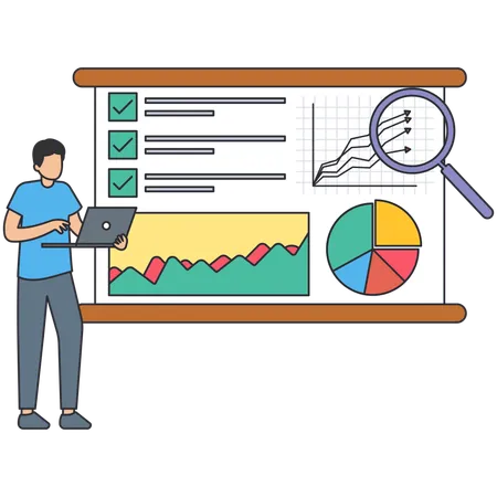 Geschäftsmann macht Projektanalyse  Illustration