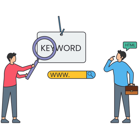 Geschäftsmann macht Keyword-Analyse  Illustration