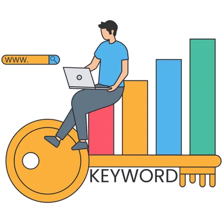 Geschäftsmann macht Keyword-Analyse  Illustration