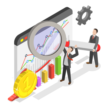 Geschäftsmann macht SEO-Analyse  Illustration