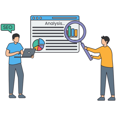 Geschäftsmann macht SEO-Analyse  Illustration