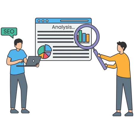 Geschäftsmann macht SEO-Analyse  Illustration