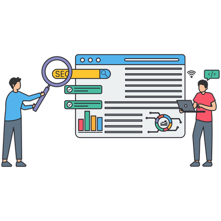 Geschäftsmann macht SEO-Analyse  Illustration