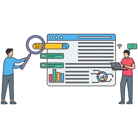 Geschäftsmann macht SEO-Analyse  Illustration