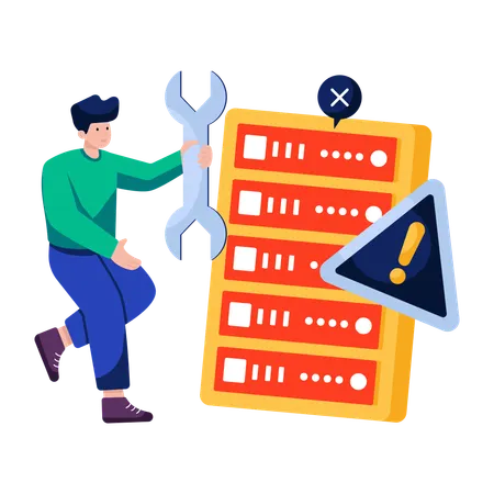 Geschäftsmann macht Server-Einstellungen  Illustration