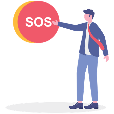 Geschäftsmann macht SOS-Anruf  Illustration