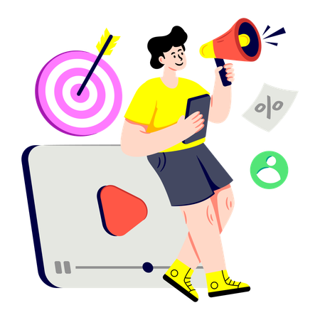 Geschäftsmann macht Videomarketing  Illustration