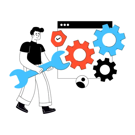 Geschäftsmann macht Web-Einstellungen  Illustration