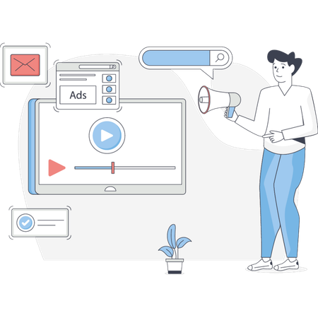 Geschäftsmann macht Web-Werbung  Illustration