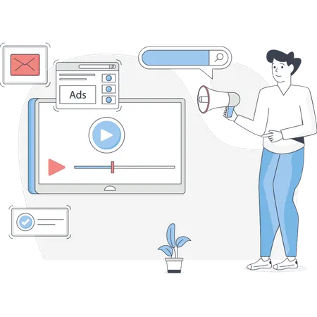 Geschäftsmann macht Web-Werbung  Illustration