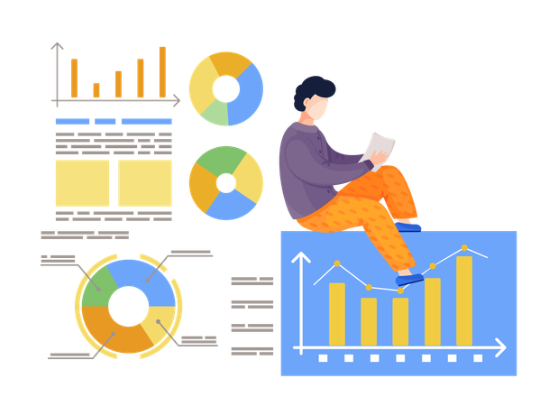 Geschäftsmann macht Webanalyse  Illustration