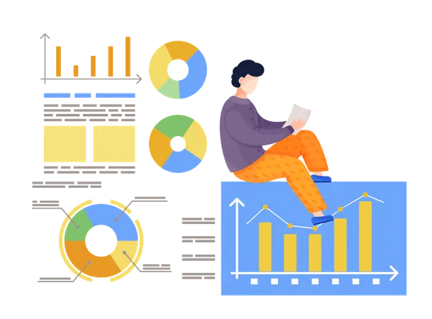 Geschäftsmann macht Webanalyse  Illustration