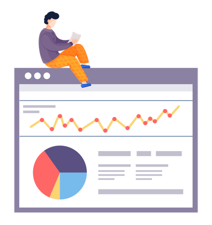 Geschäftsmann macht Webanalyse  Illustration