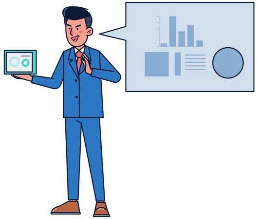 Geschäftsmann macht Webanalyse  Illustration