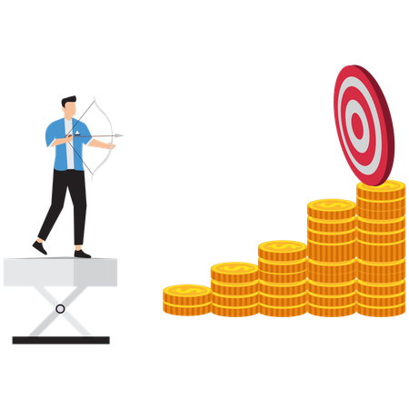 Geschäftsmann, der Unternehmensinvestitionen verwaltet  Illustration