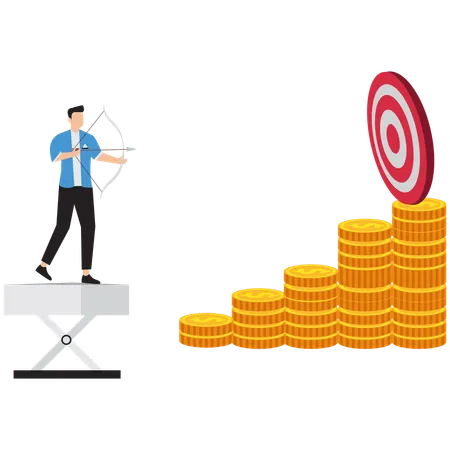 Geschäftsmann, der Unternehmensinvestitionen verwaltet  Illustration