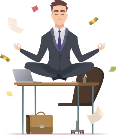 Geschäftsmann meditiert im Büro  Illustration